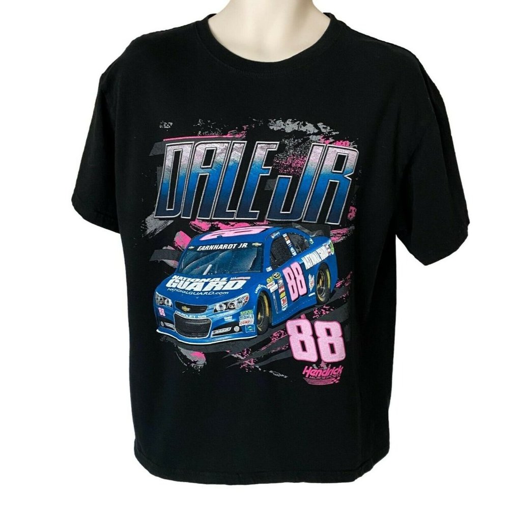 Dale Earnhardt Jr NASCAR All Over Print T Shirt Size L 88 Double Sided